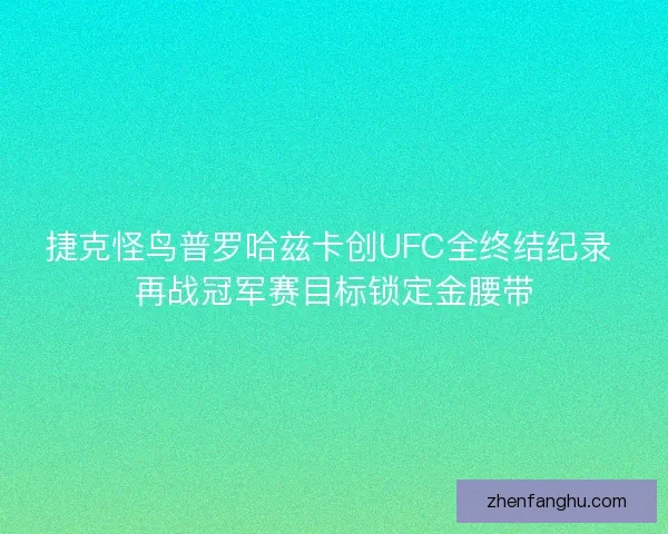 捷克怪鸟普罗哈兹卡创UFC全终结纪录 再战冠军赛目标锁定金腰带